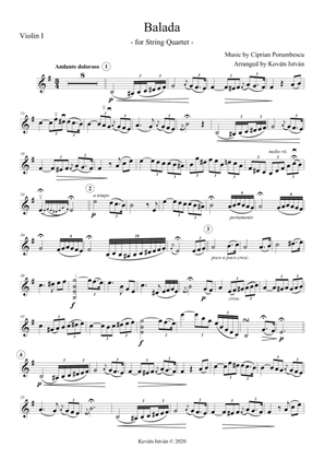 Balada (Porumbescu) for String Quartet