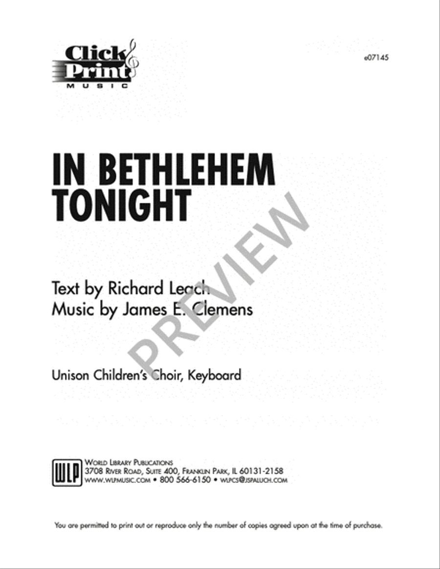 In Bethlehem Tonight Unison Choir scores gallery preview page 5