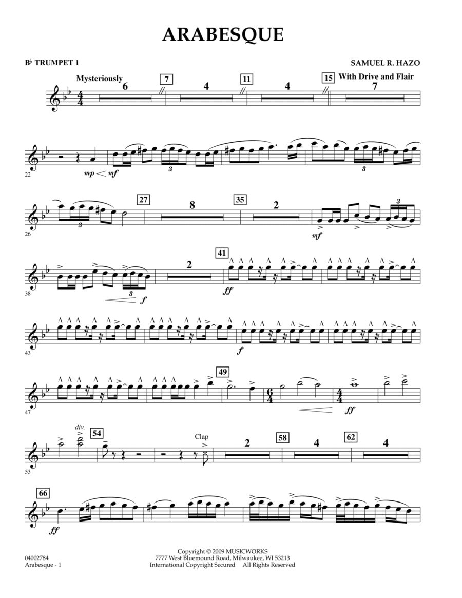 Arabesque - Bb Trumpet 1 B-Flat Trumpet scores gallery preview page 1