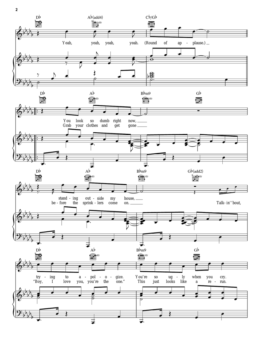 Take A Bow Piano, Vocal, Guitar scores gallery preview page 2