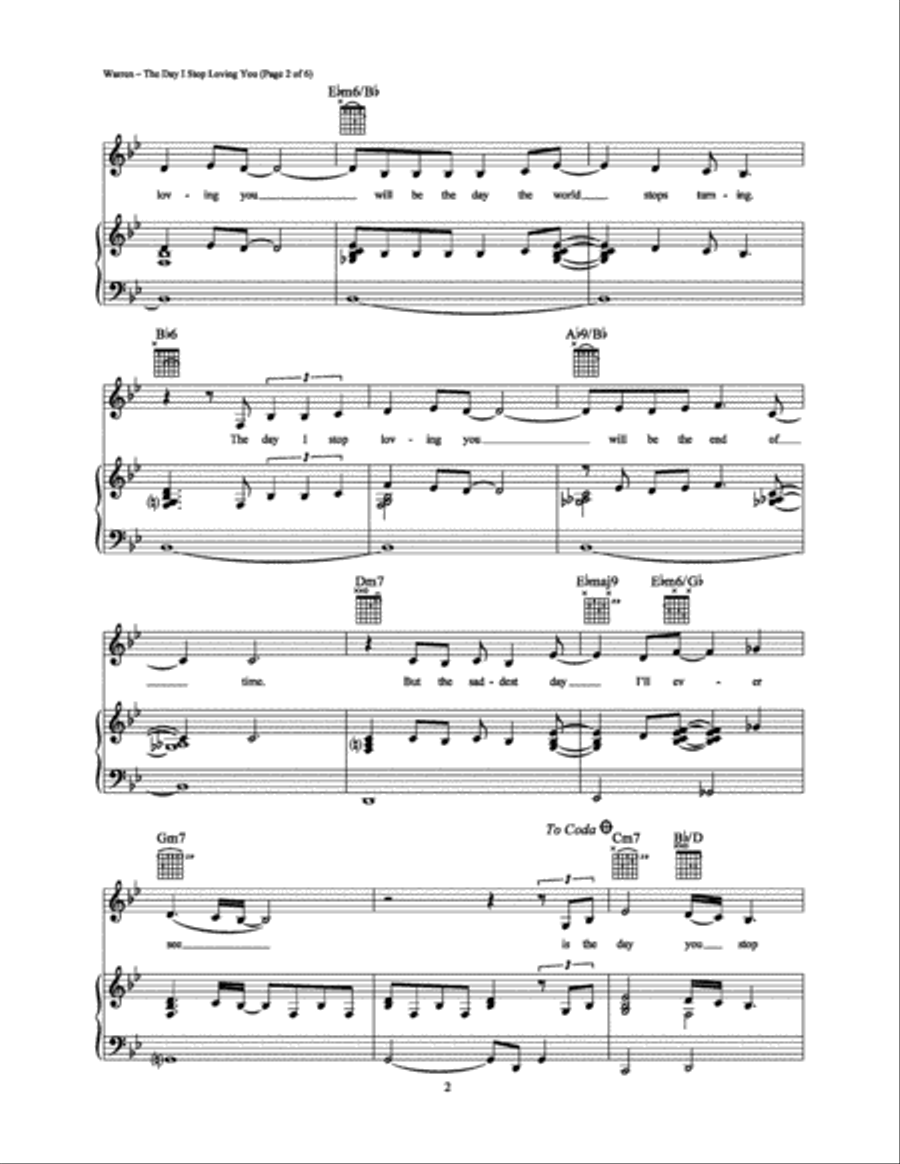 The Day I Stop Loving You Piano, Vocal, Guitar scores gallery preview page 2