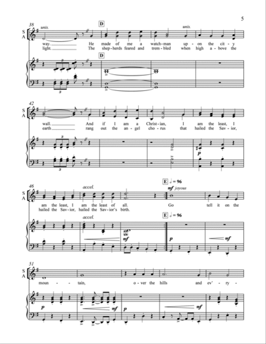 Appalachian Carols: 4. Go Tell It on the Mountain SSAA scores gallery preview page 4