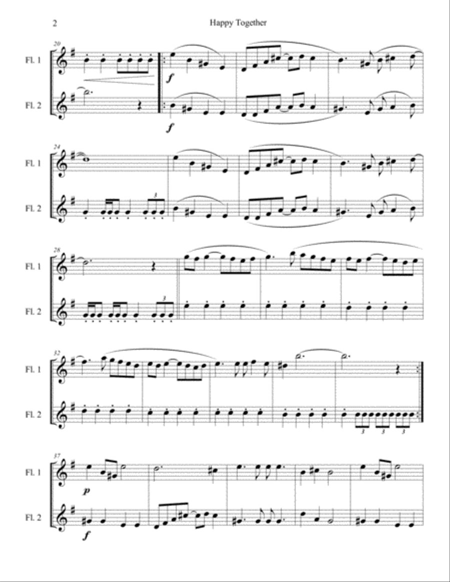 Happy Together Happy Together Flute Duet scores gallery preview page 2