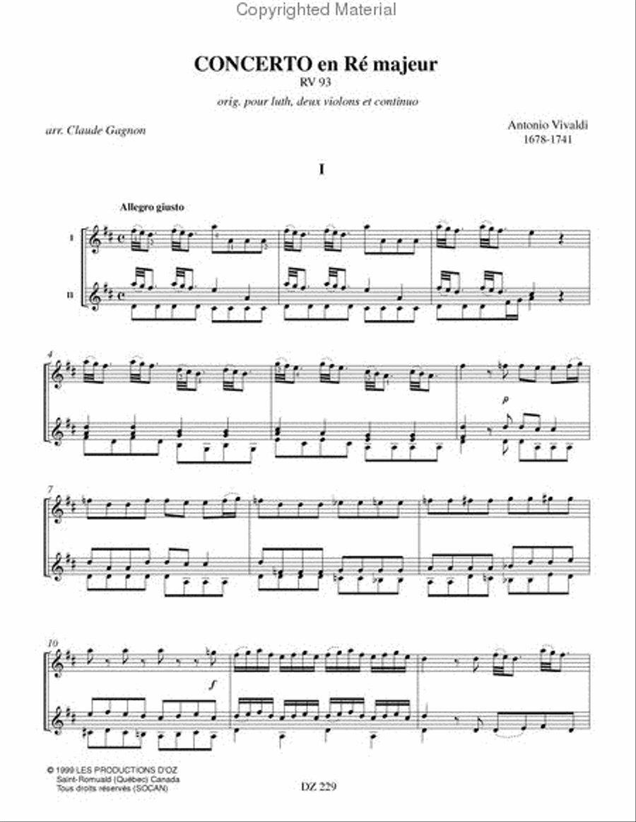 Concerto en Ré majeur, RV 93 Classical Guitar scores gallery preview page 2