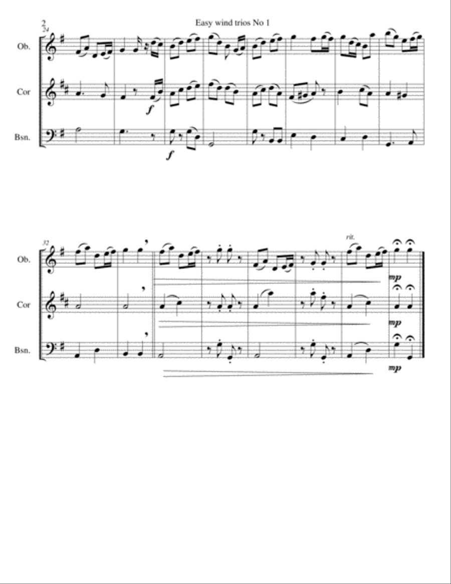 15 easy trios for double-reed trio (oboe, cor anglais, bassoon) Woodwind Trio scores gallery preview page 3