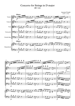 Book cover for Concerto for Strings in D major RV 124