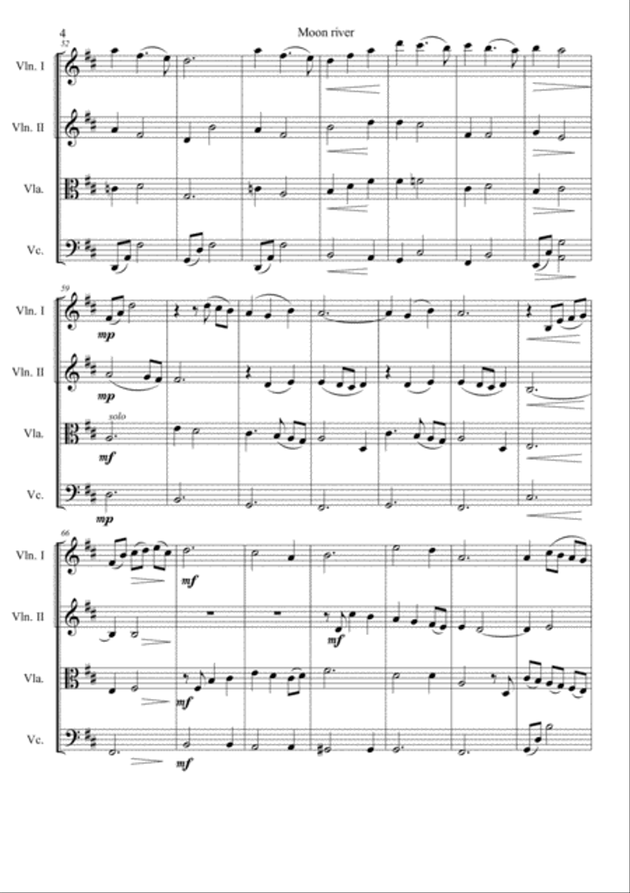 Moon River Moon River String Quartet scores gallery preview page 6