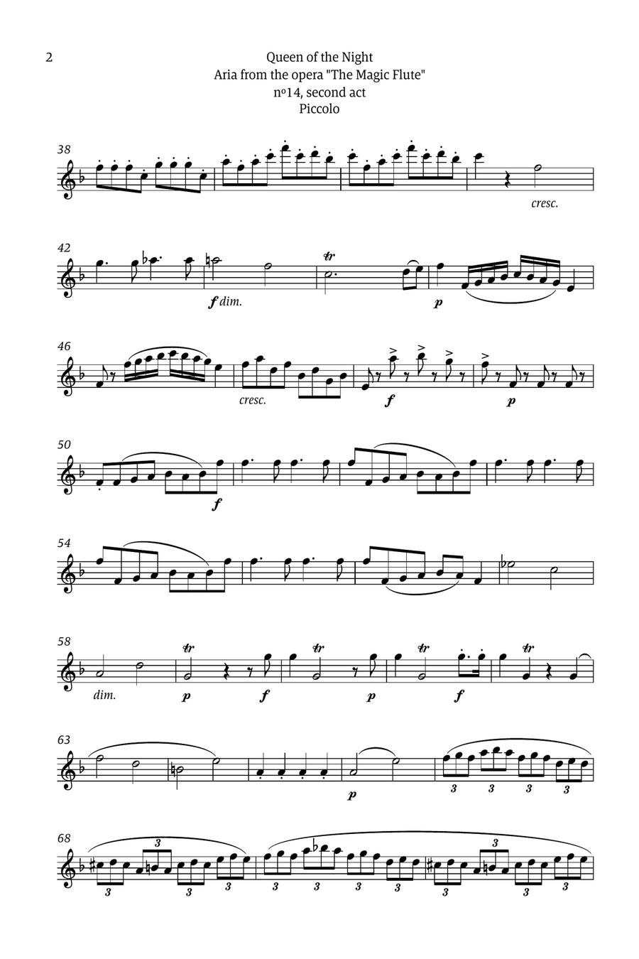 Queen of the Night - for solo piccolo Chamber Music scores gallery preview page 2