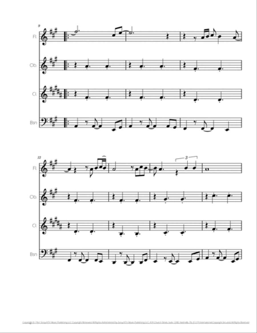 Stand By Me Woodwind Quartet scores gallery preview page 2