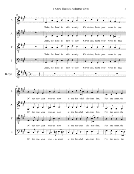 I Know That My Redeemer Lives (with "Christ, The Lord Is Risen Today") (Sop. Solo & SATB) image number null
