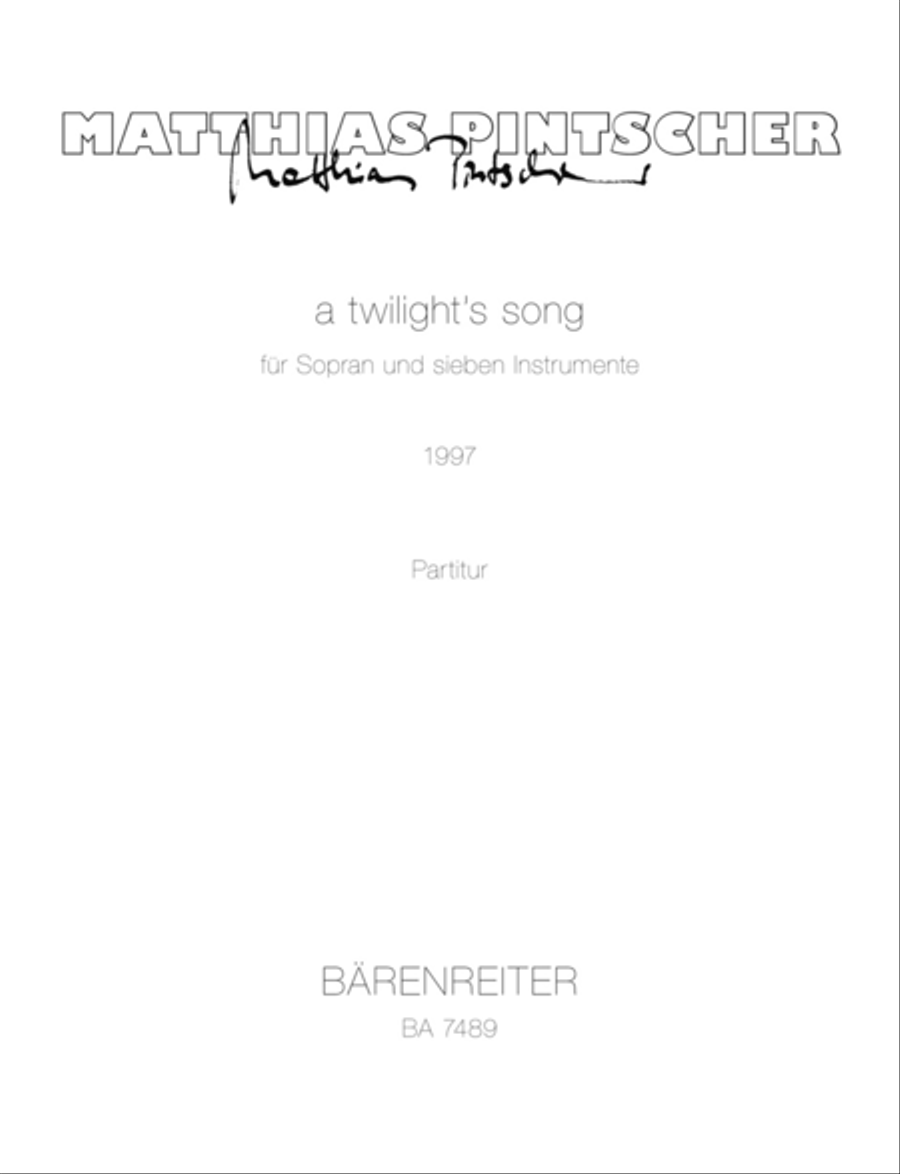 a twilight's song für Sopran und sieben Instrumente (1997) Orchestra scores gallery preview page 1