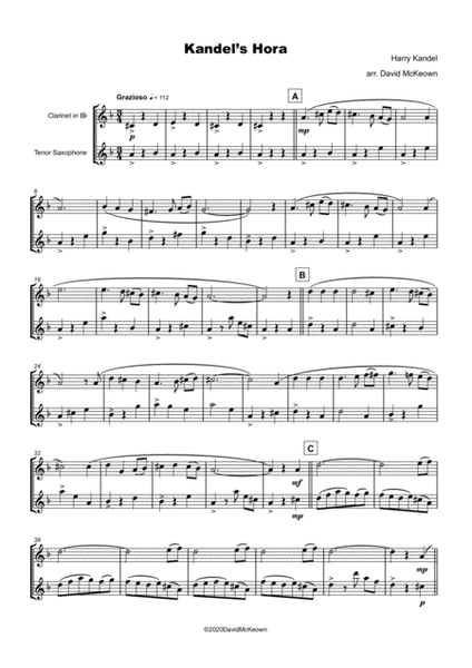 Kandel's Hora, Klezmer tune for Clarinet and Tenor Saxophone Duet