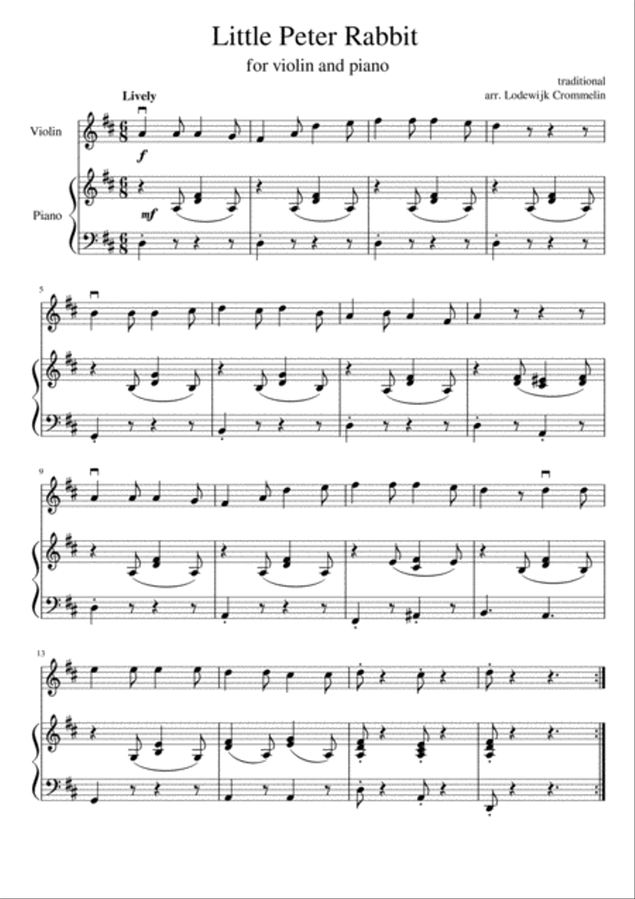 Little Peter Rabbit for violin and piano Violin Solo scores gallery preview page 1