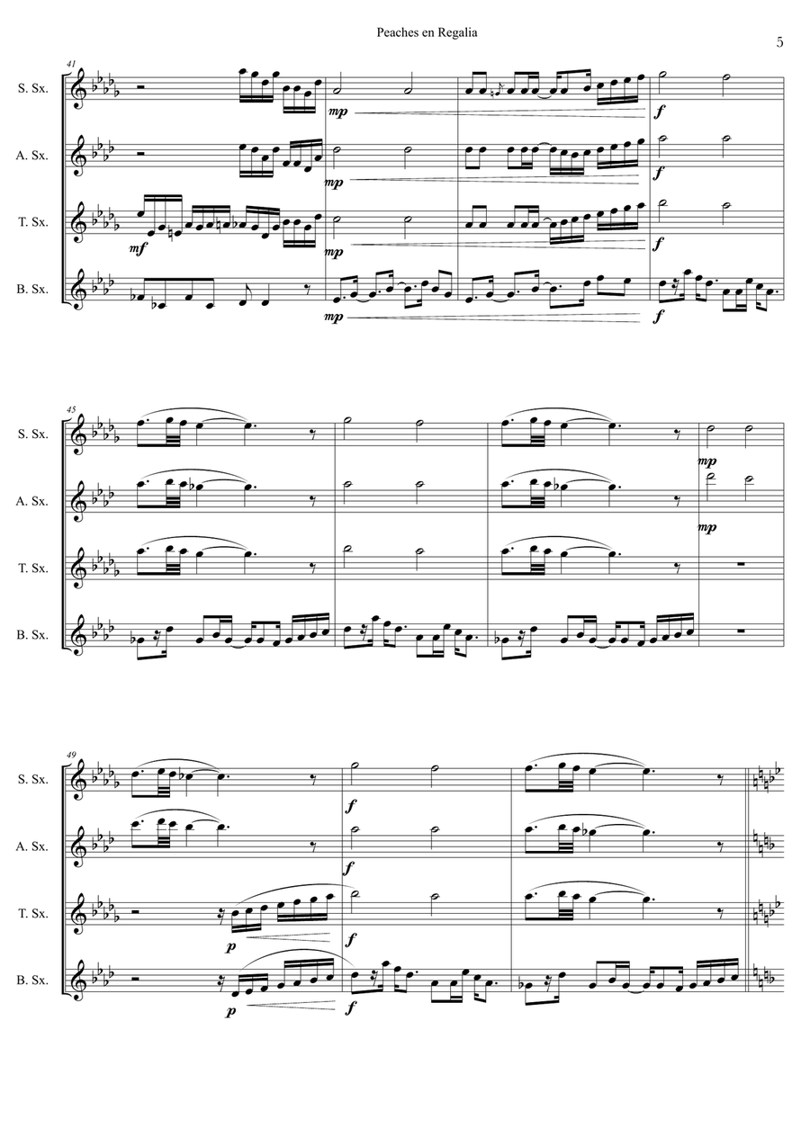 Peaches En Regalia Woodwind Quartet scores gallery preview page 5