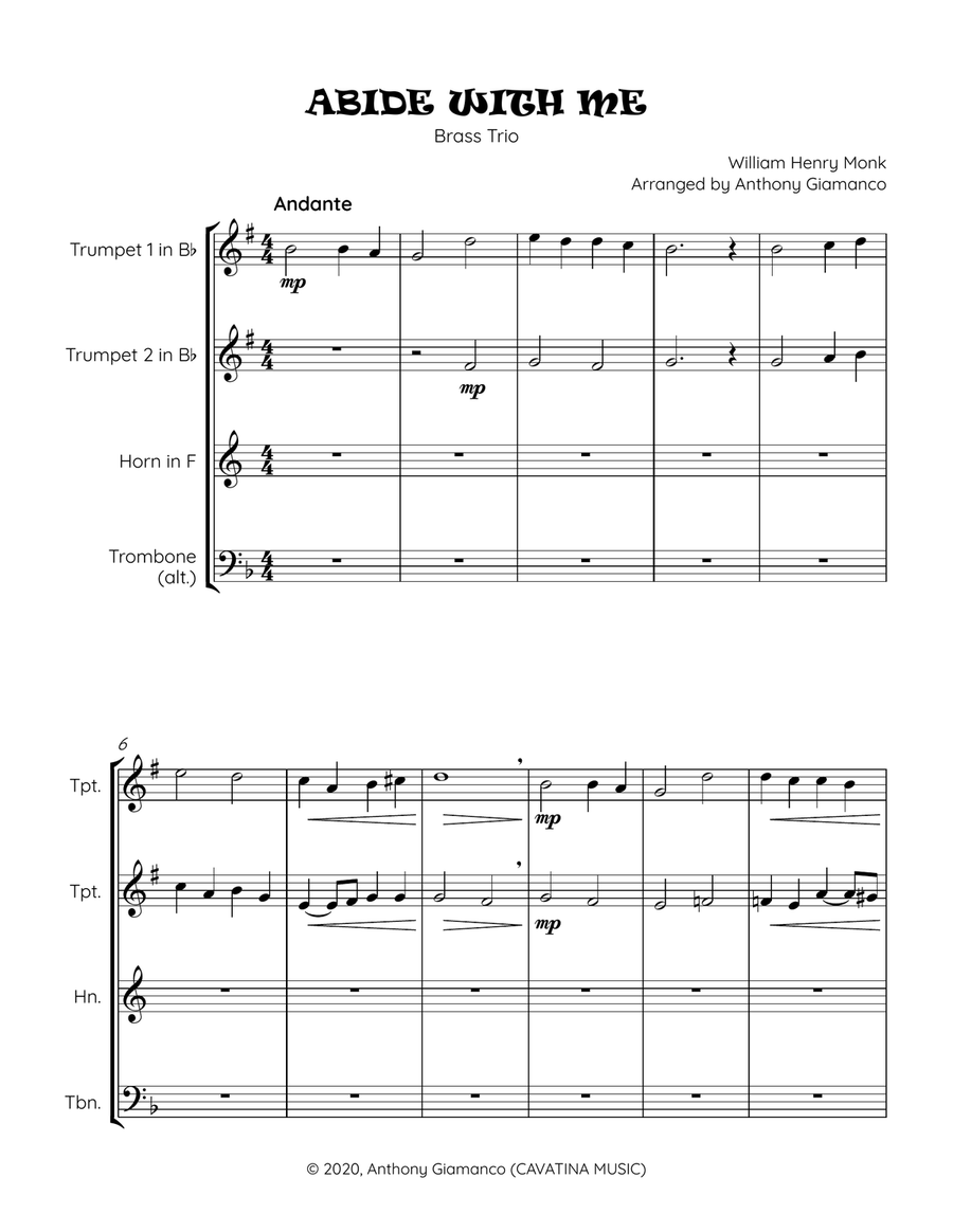Abide with Me (brass trio) Brass Trio scores gallery preview page 2