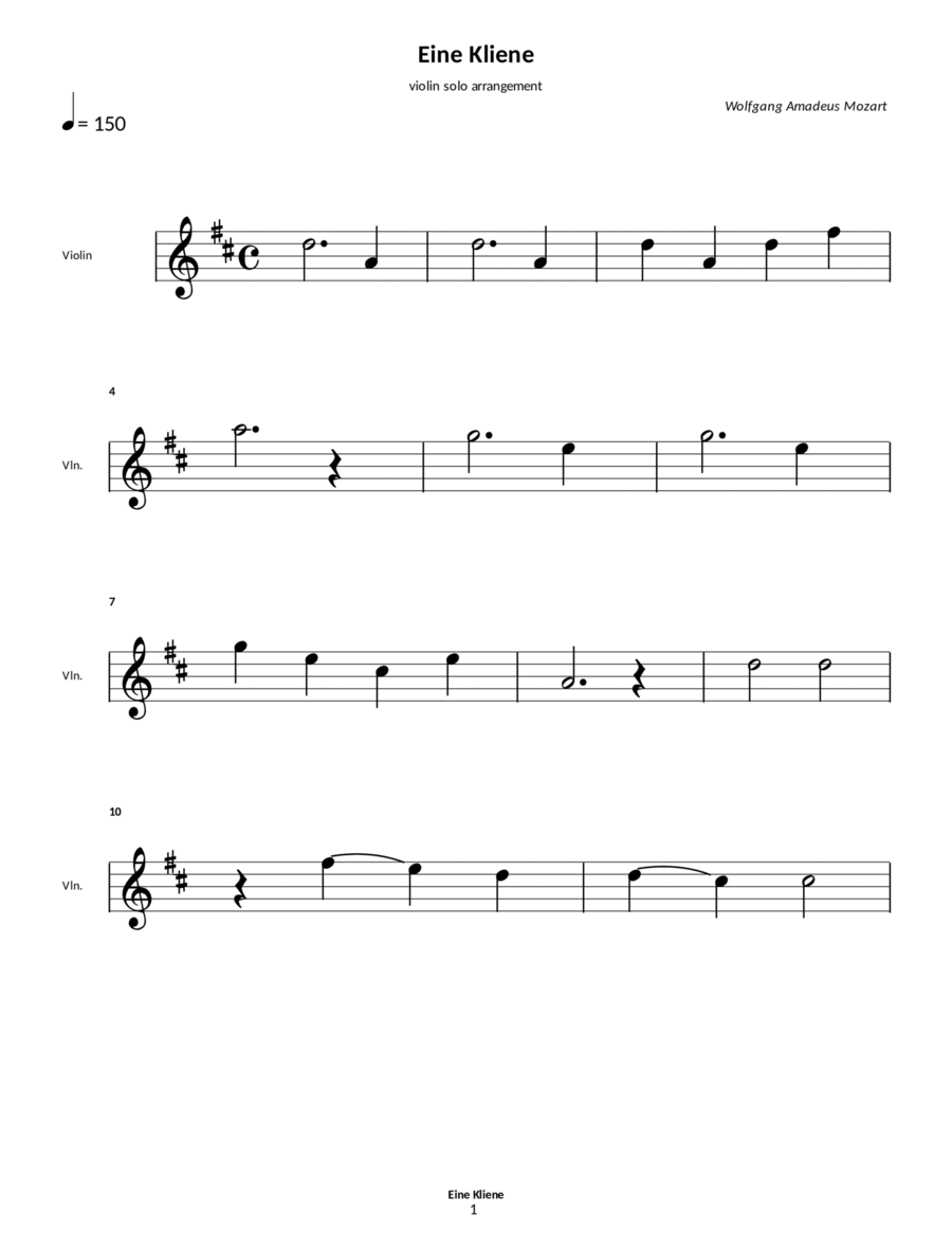 Eine kleine Nachtmusik Eine kleine Nachtmusik Viola scores gallery preview page 1