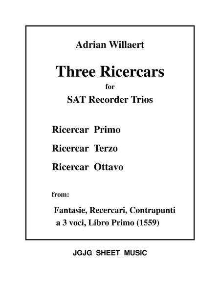 Three Renaissance Ricercars for SAT Recorder Trios image number null
