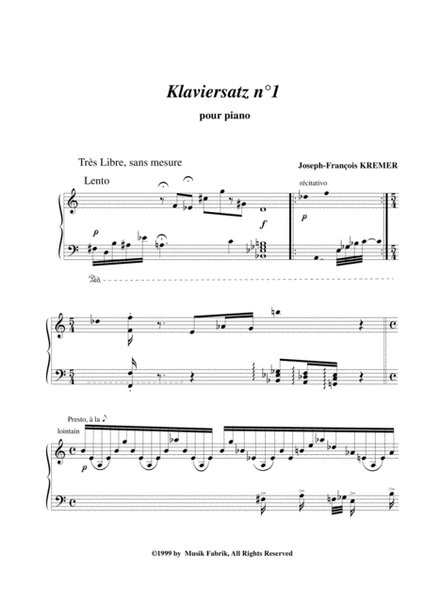 Joseph-François Kremer: Klaviersatz no. 1