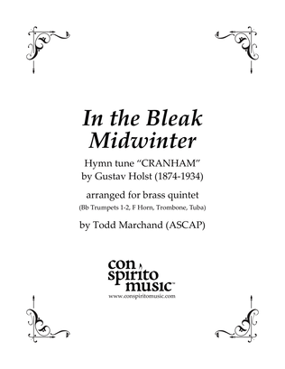 Book cover for In the Bleak Midwinter (Holst) - brass quintet