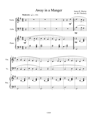 Book cover for Away in a Manger (violin and cello duet) with optional piano accompaniment