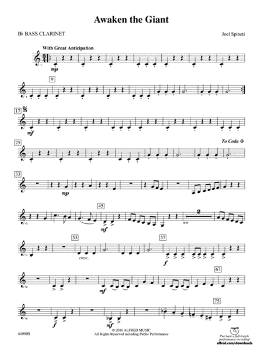 Awaken the Giant: B-flat Bass Clarinet Concert Band scores gallery preview page 1