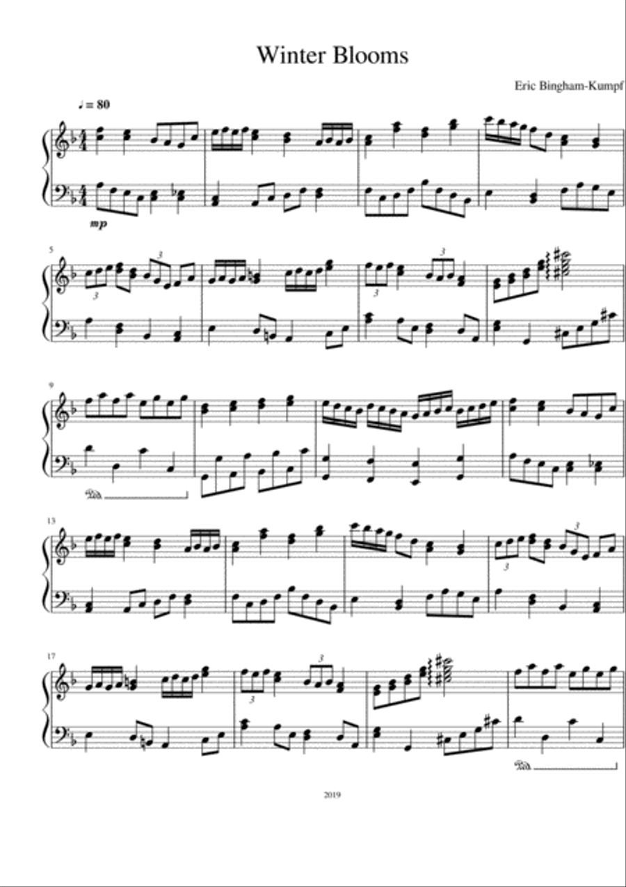 Winter Blooms Winter Blooms Piano Solo scores gallery preview page 1