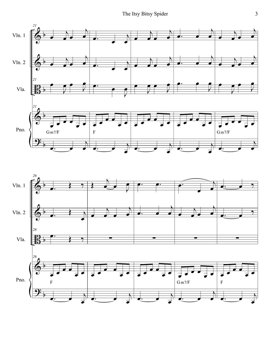 The Itsy Bitsy Spider (Canon for String Trio) String Duet scores gallery preview page 4