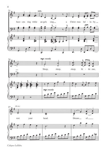 Calypso Lullaby by Jester Hairston 4-Part - Sheet Music