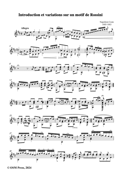 Coste-Introduction et variations sur un motif de Rossini,for Guitar image number null