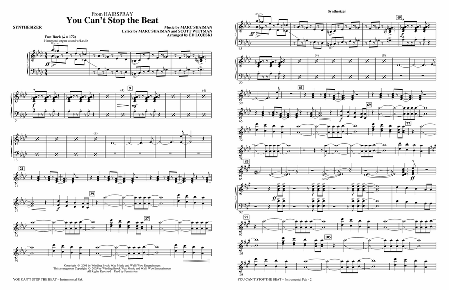You Can't Stop The Beat (from Hairspray) (arr. Ed Lojeski) - Synthesizer Choir scores gallery preview page 1