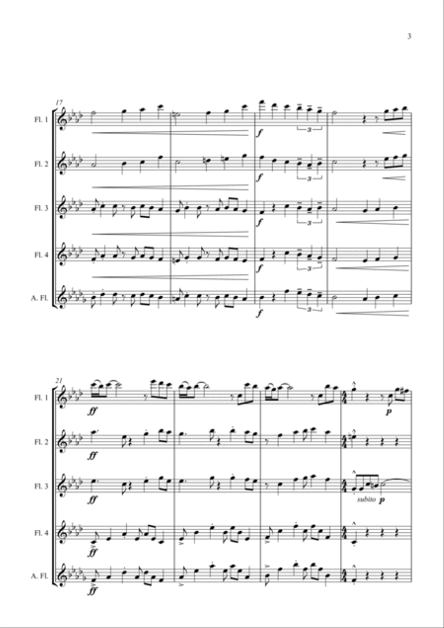 Fur Elise - Jazz Arrangement for Flute Quartet Flute Quartet scores gallery preview page 3