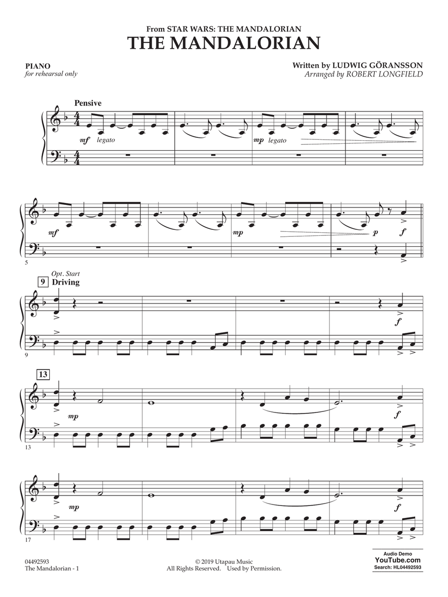 The Mandalorian (arr. Robert Longfield) - Piano String Orchestra scores gallery preview page 1