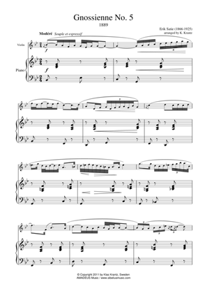 Gnossienne 5 for violin and piano