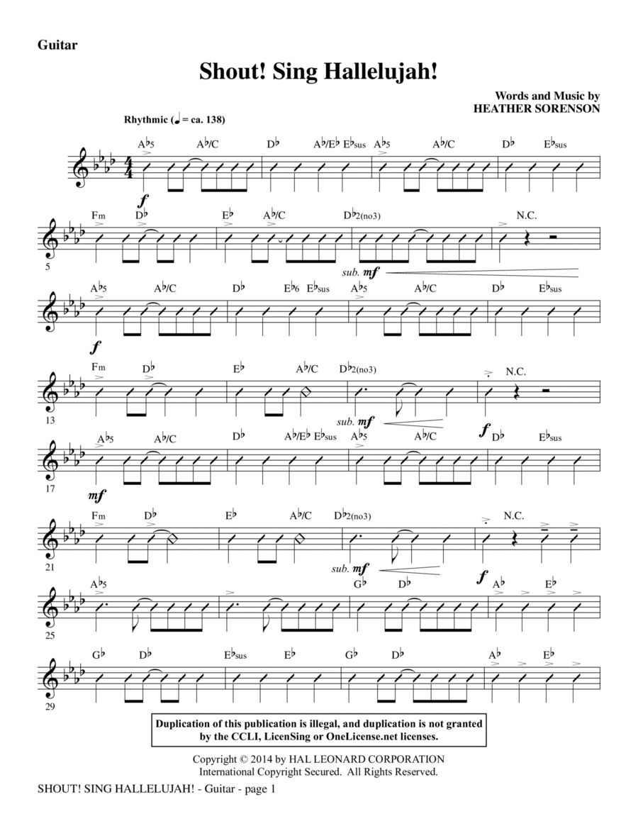 Shout! Sing Hallelujah! - Guitar Choir scores gallery preview page 1