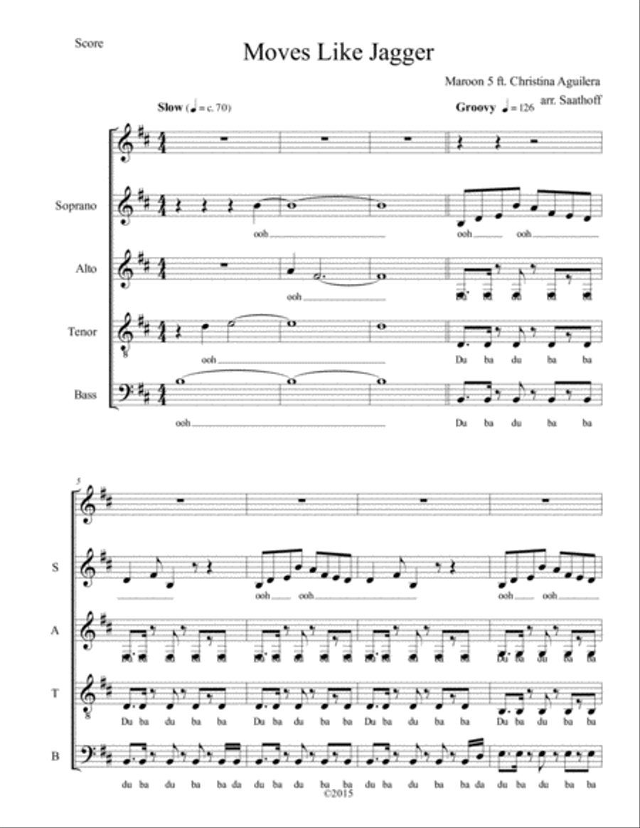 Moves Like Jagger 4-Part scores gallery preview page 1