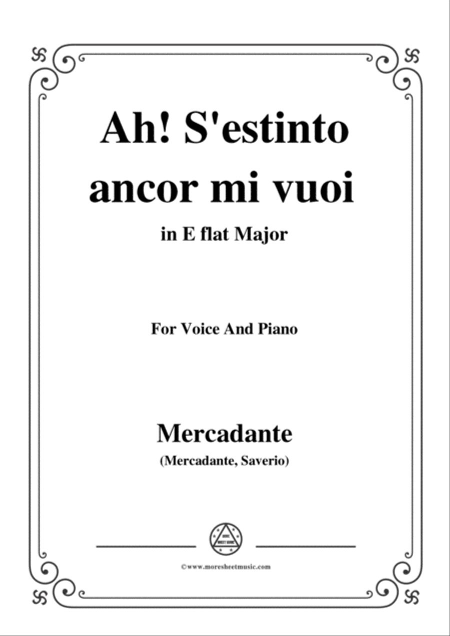 Mercadante-Ah!S'estinto ancor mi vuoi,from 'Donna Caritea',in E flat Major,for Voice and Piano Voice Solo scores gallery preview page 1