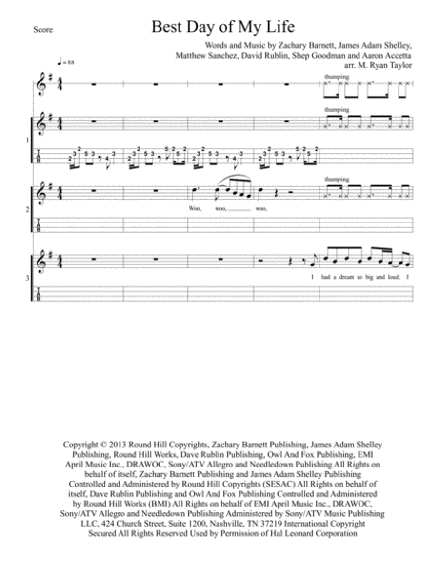Best Day Of My Life 3-Part scores gallery preview page 1