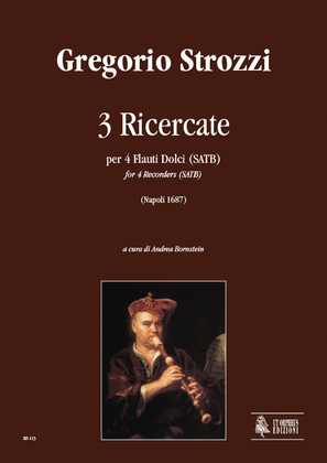 Book cover for 3 Ricercatas (Napoli 1687) for 4 Recorders (SATB)