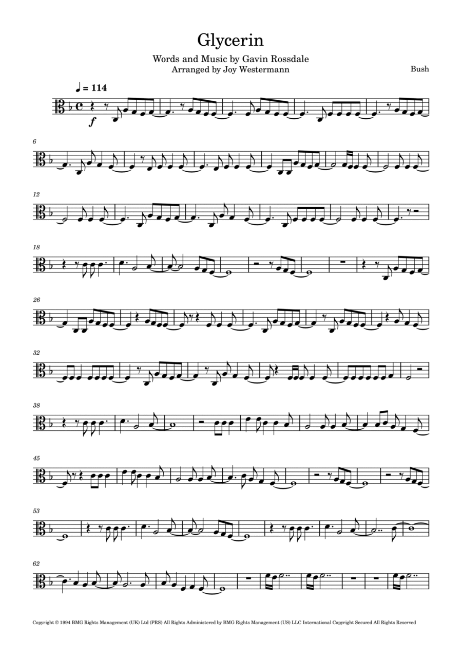 Glycerine Viola Solo scores gallery preview page 1