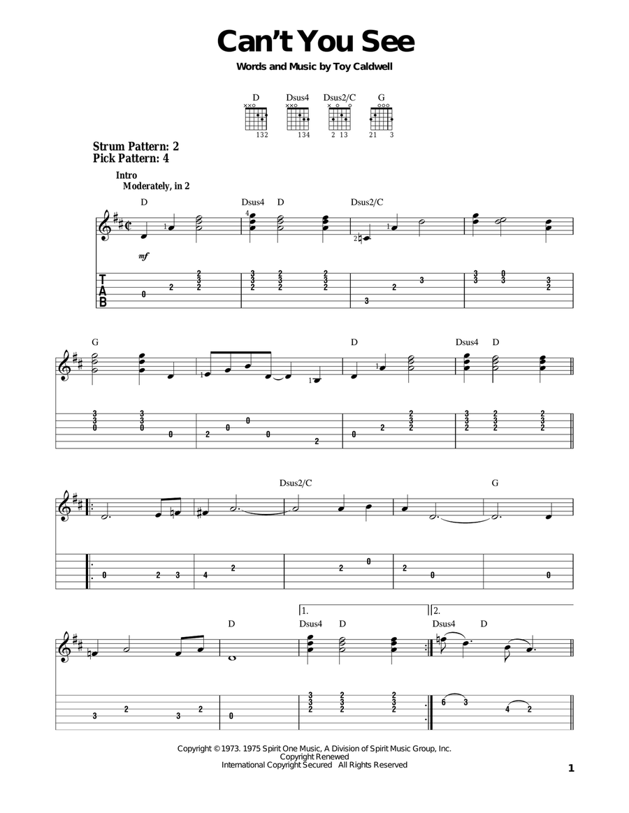 Can't You See Acoustic Guitar scores gallery preview page 1