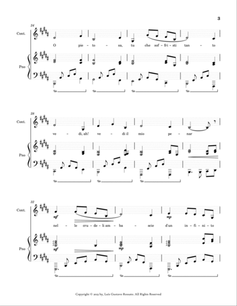 Mascagni - Ave Maria ( CONTRALTO - B Major) Piano scores gallery preview page 3