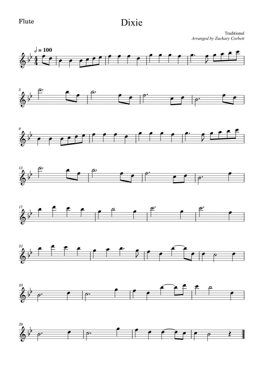 Dixie Dixie Flute Solo scores gallery preview page 1