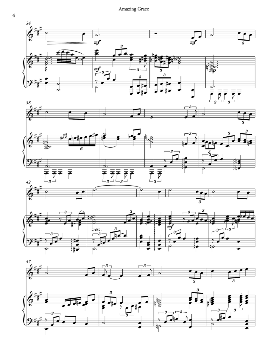 Amazing Grace for Violin and Piano Violin scores gallery preview page 4