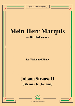 Book cover for Johann Strauss II-Mein Herr Marquis(Laughing Song),for Violin&Pno