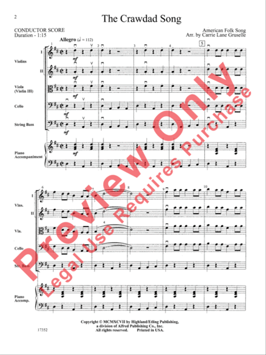 The Crawdad Song The Crawdad Song String Orchestra scores gallery preview page 3