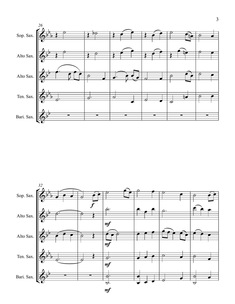 Amazing Grace - for Saxophone Choir Woodwind Quartet scores gallery preview page 4