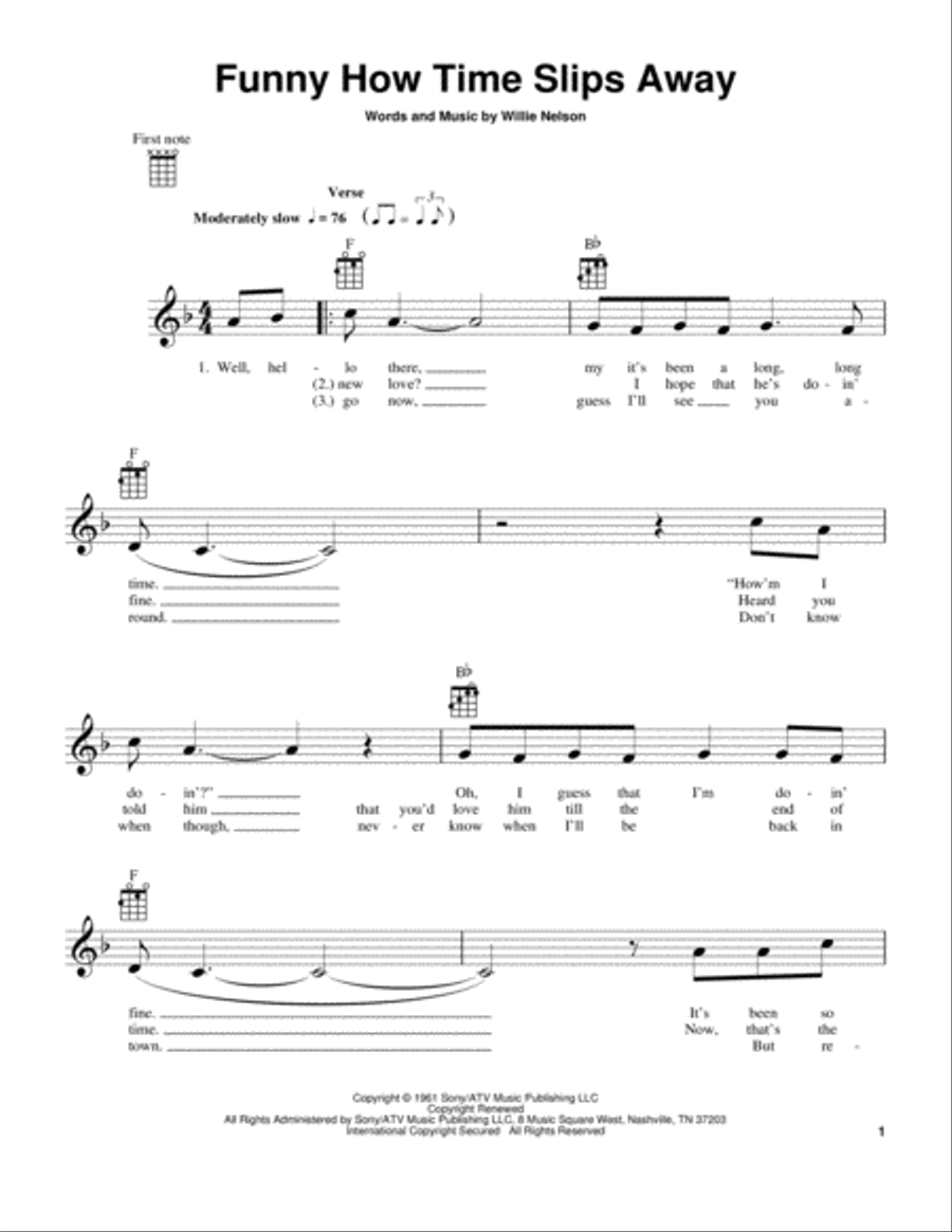 Funny How Time Slips Away Ukulele scores gallery preview page 1
