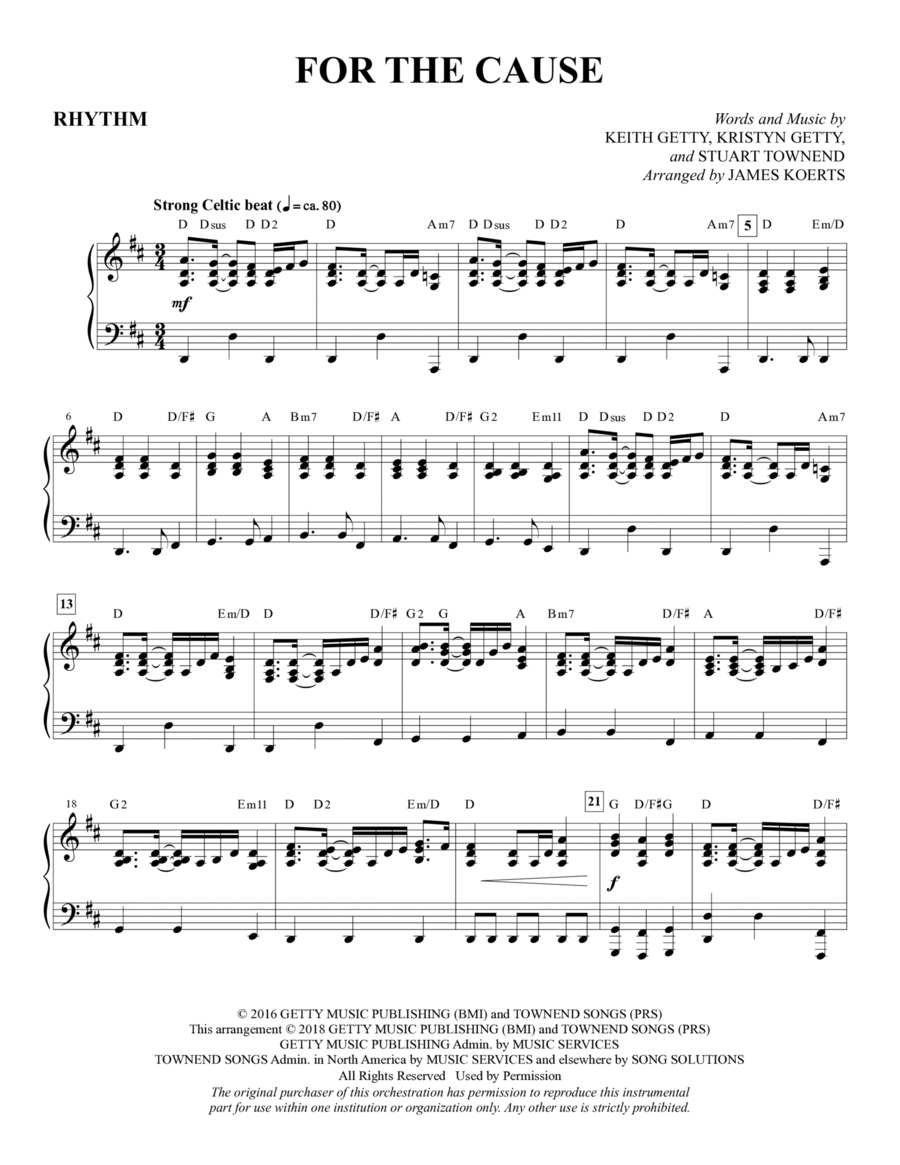 For the Cause (arr. James Koerts) - Rhythm Choir scores gallery preview page 1