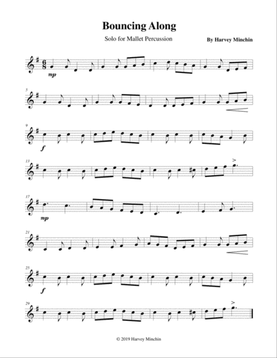Bouncing Along for Solo Mallet Percussion Percussion Ensemble scores gallery preview page 1