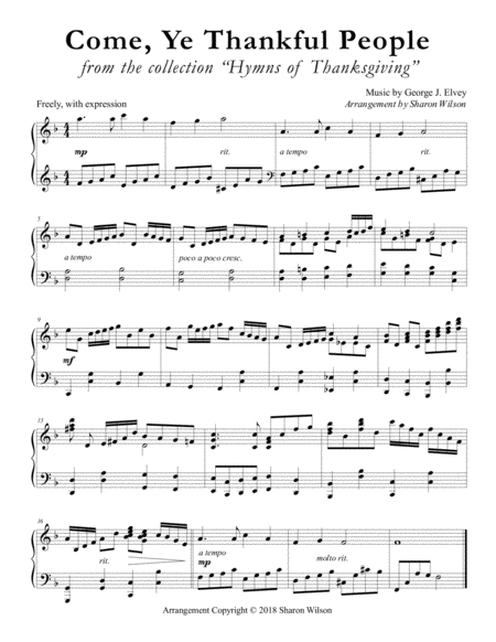 Hymns of Thanksgiving (A Collection of One-Page Hymns for Solo Piano) image number null